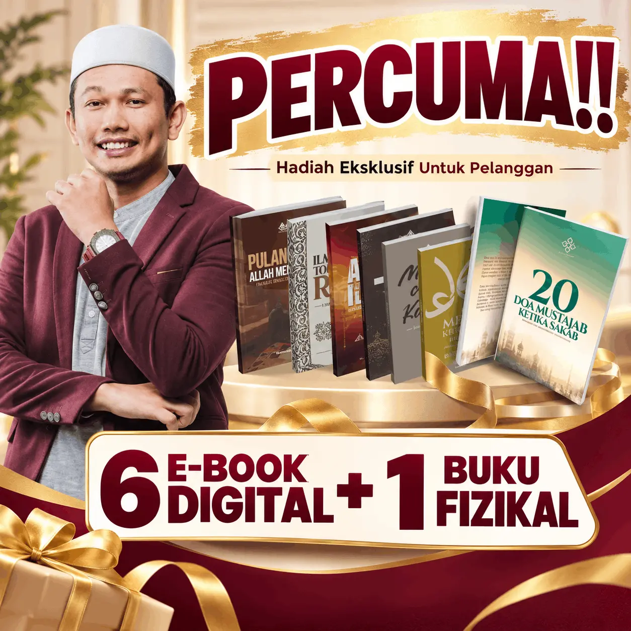 Hadiah percuma: 6 e-book digital dan 1 buku fizikal 20 Doa Mustajab Ketika Sakit